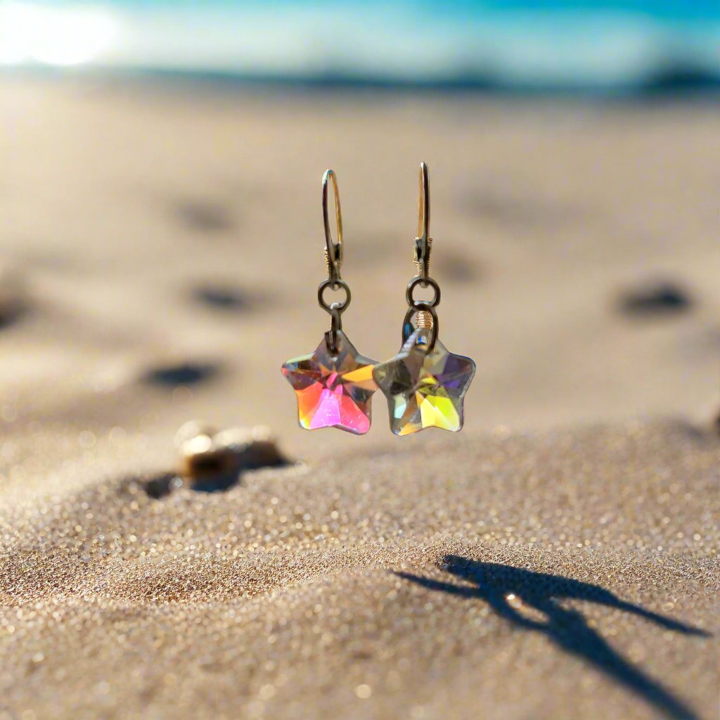 Rainbow Crystal Star Earrings