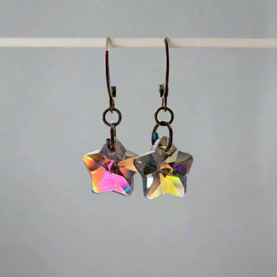 Rainbow Crystal Star Earrings