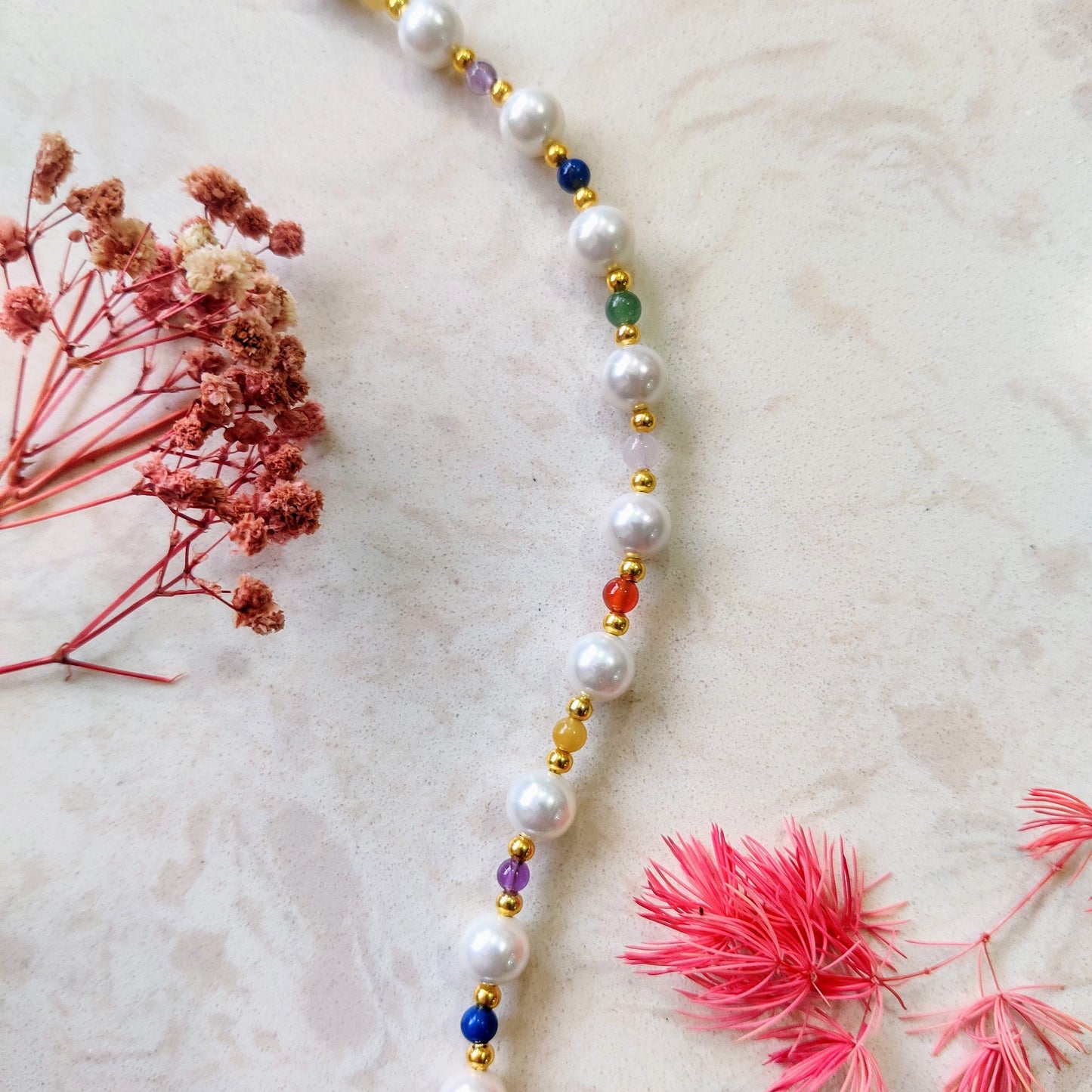 Celestial Harmony Natural Pearls and Crystals Necklace