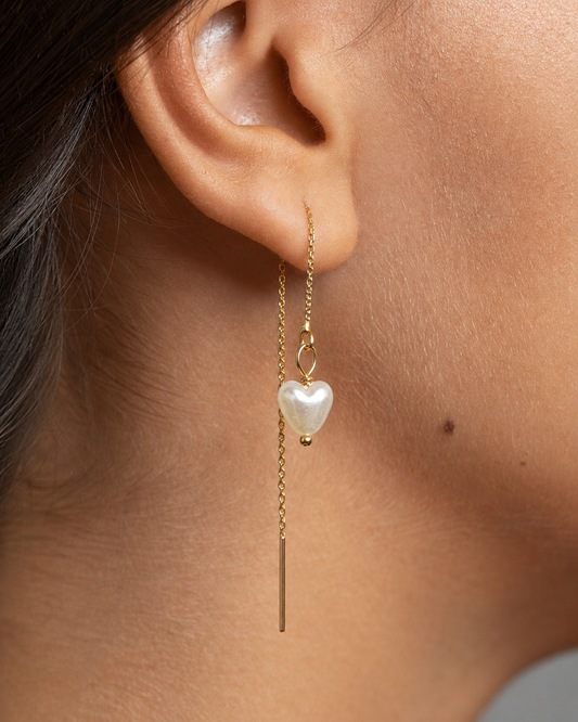 Stealing Hearts Pearl Threader Earrings