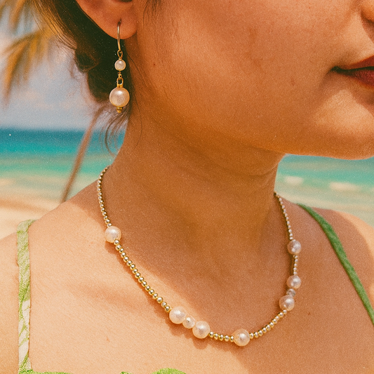 Clear Quartz and Pearl Necklace