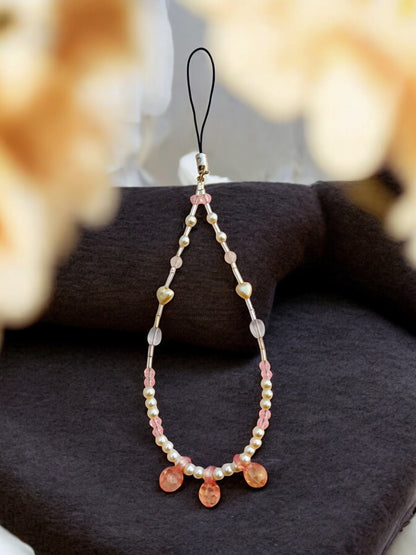 Pearl Phone Charm with Pink Highlights