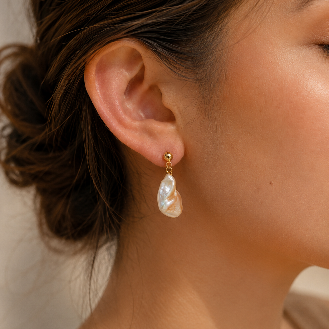 Soleil Baroque Pearl Drop Earrings