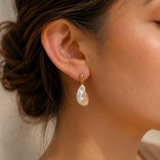 Soleil Baroque Pearl Drop Earrings