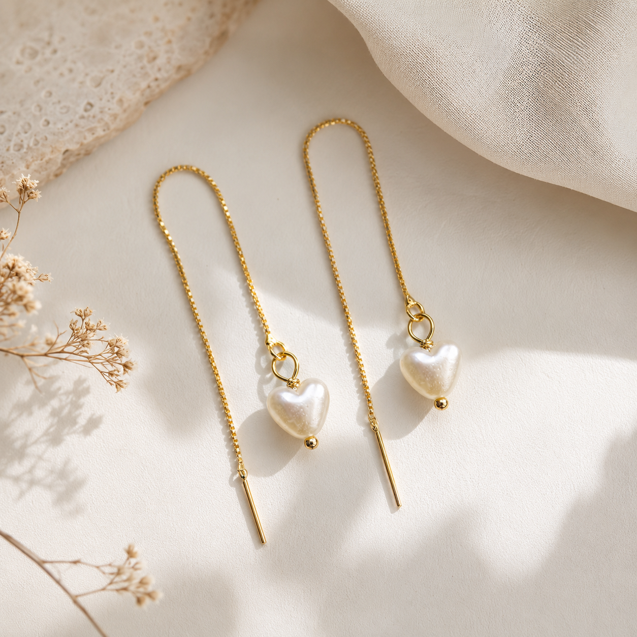 Stealing Hearts Pearl Threader Earrings