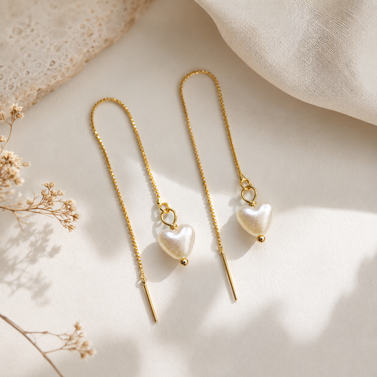 Stealing Hearts Pearl Threader Earrings