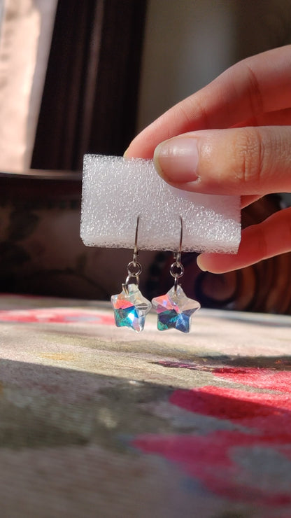 Rainbow Crystal Star Earrings